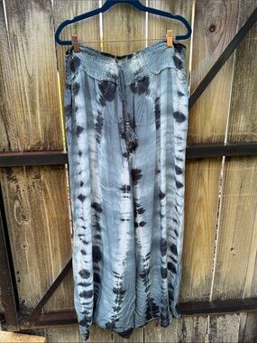 Aruba Blue tie dye wide leg pants, size Large